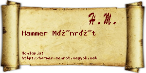 Hammer Ménrót névjegykártya